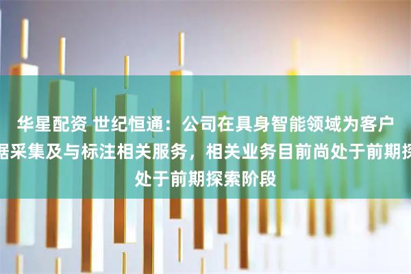 华星配资 世纪恒通：公司在具身智能领域为客户提供数据采集及与标注相关服务，相关业务目前尚处于前期探索阶段