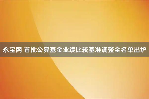 永宝网 首批公募基金业绩比较基准调整全名单出炉